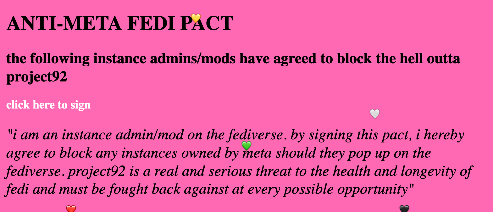 ANTI-META FEDI PACT the following instance admins/mods have agreed to block the hell outta project92
